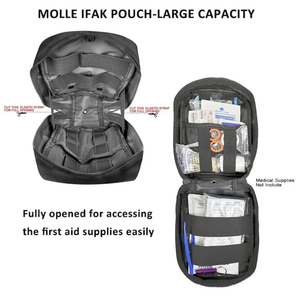First Aid Pouch Empty Small, Tactical Molle EMT Pouch Compact (Black) - Picture 7 of 8